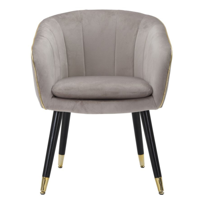 Fauteuil de table moderne en Velours Gris Métal Doré Noir Paris 