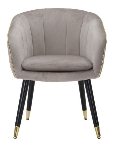 Fauteuil de table moderne en Velours Gris Métal Doré Noir Paris 
