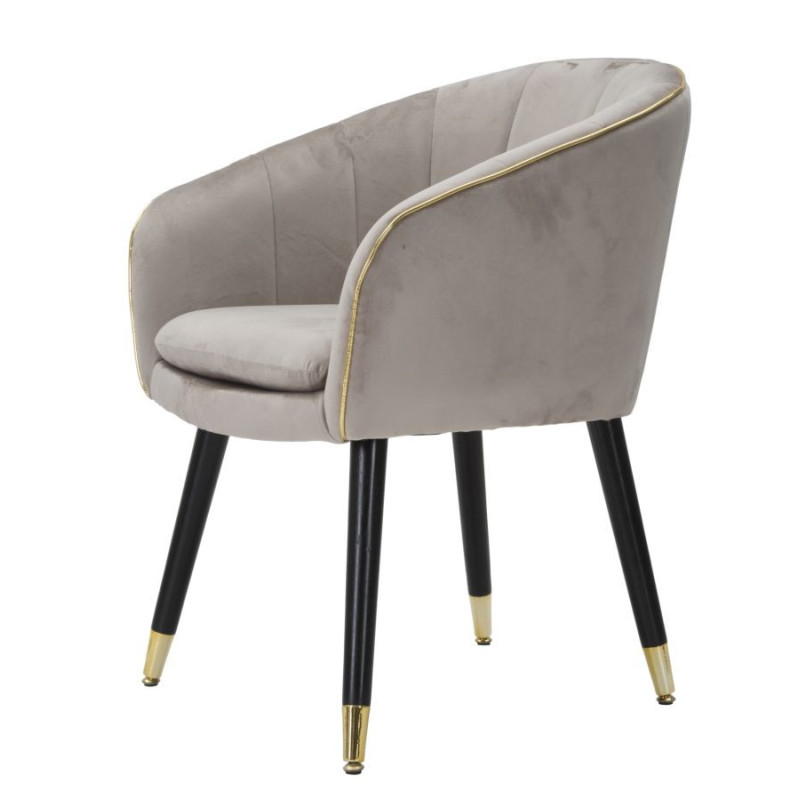 Fauteuil de table moderne en Velours Gris Métal Doré Noir Paris 