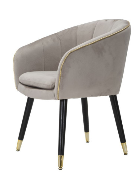 Fauteuil de table moderne en Velours Gris Métal Doré Noir Paris 