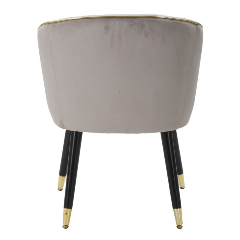 Fauteuil de table moderne en Velours Gris Métal Doré Noir Paris 