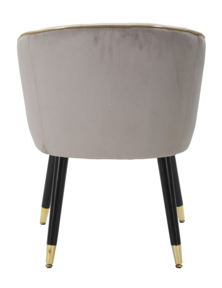 Fauteuil de table moderne en Velours Gris Métal Doré Noir Paris 