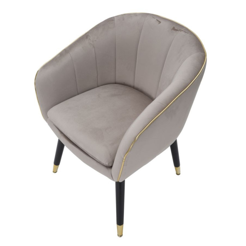 Fauteuil de table moderne en Velours Gris Métal Doré Noir Paris 