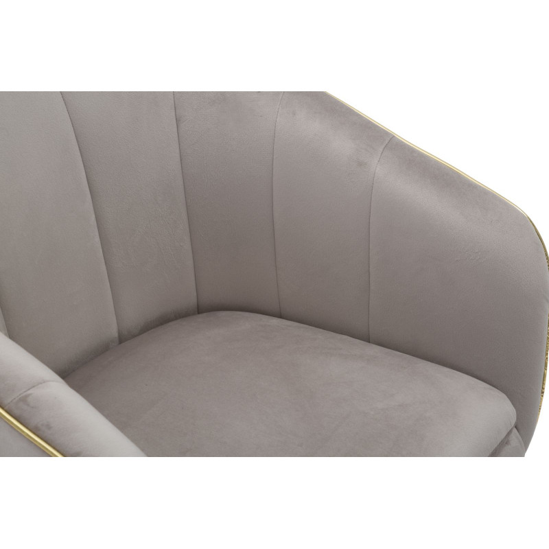 Fauteuil de table moderne en Velours Gris Métal Doré Noir Paris 