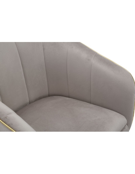 Fauteuil de table moderne en Velours Gris Métal Doré Noir Paris 