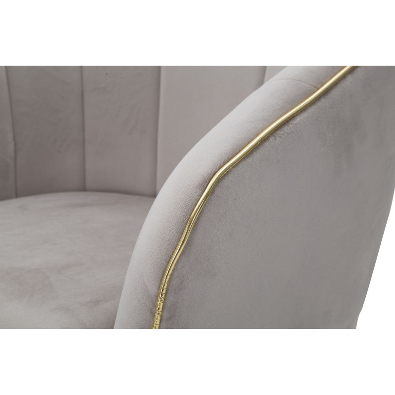 Fauteuil de table moderne en Velours Gris Métal Doré Noir Paris 
