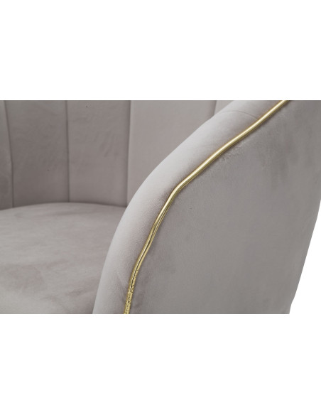 Fauteuil de table moderne en Velours Gris Métal Doré Noir Paris 