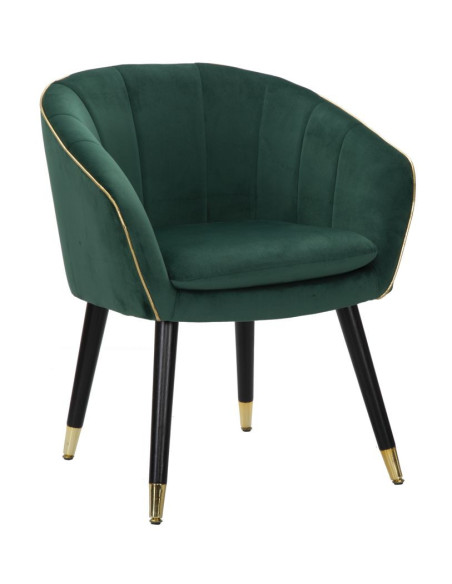 Fauteuil de table moderne en Velours Vert Métal Doré Noir Paris Mauro Ferretti - 1