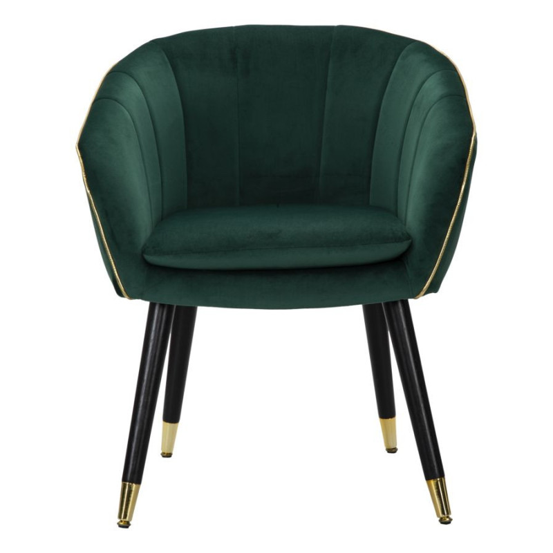 Fauteuil de table moderne en Velours Vert Métal Doré Noir Paris Mauro Ferretti - 3