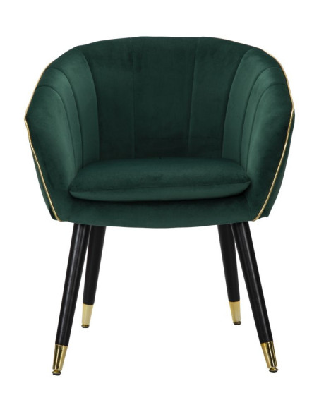 Fauteuil de table moderne en Velours Vert Métal Doré Noir Paris Mauro Ferretti - 3