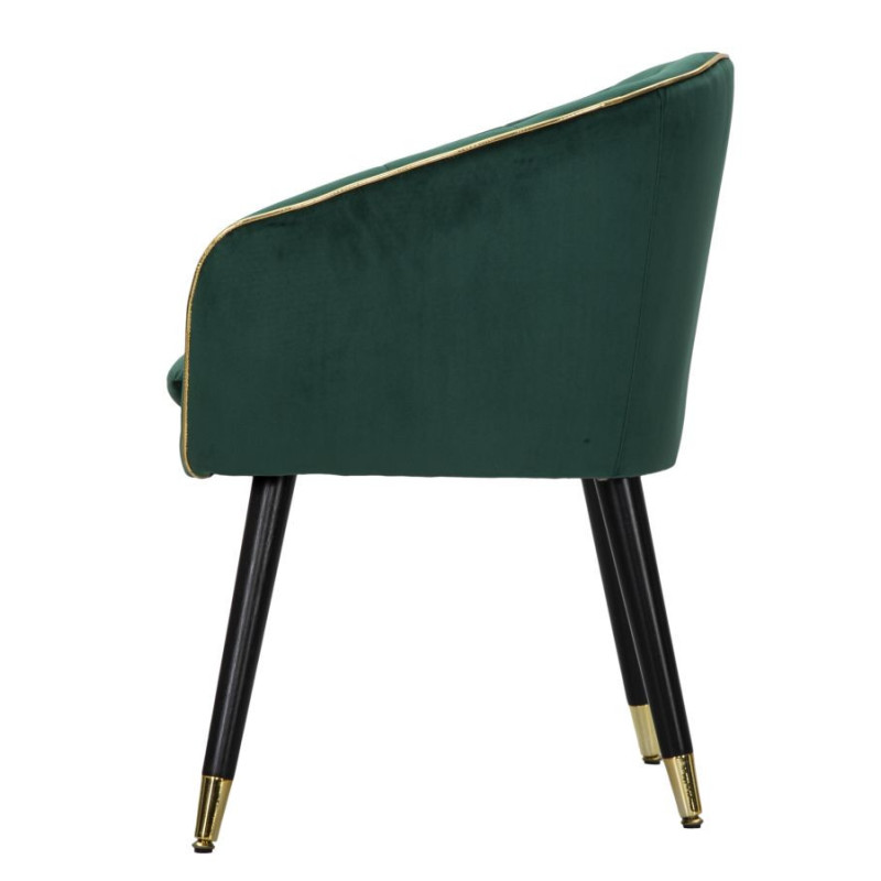 Fauteuil de table moderne en Velours Vert Métal Doré Noir Paris Mauro Ferretti - 5