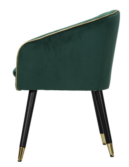 Fauteuil de table moderne en Velours Vert Métal Doré Noir Paris Mauro Ferretti - 5