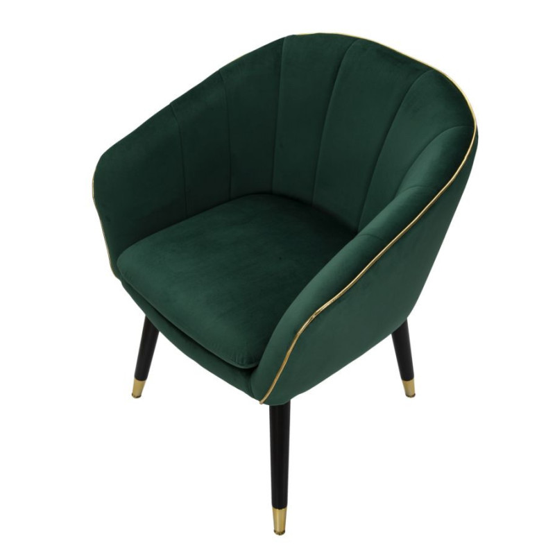 Fauteuil de table moderne en Velours Vert Métal Doré Noir Paris Mauro Ferretti - 6