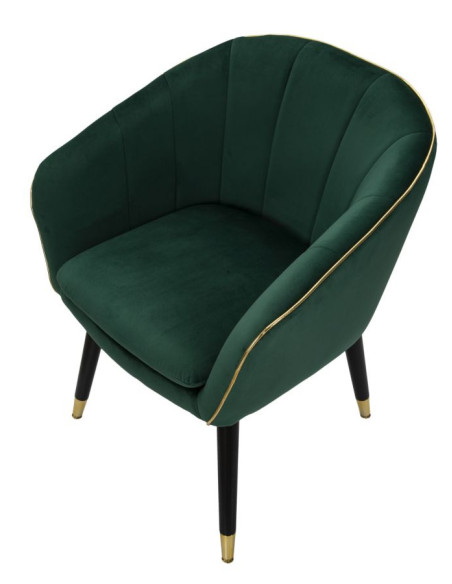 Fauteuil de table moderne en Velours Vert Métal Doré Noir Paris Mauro Ferretti - 6