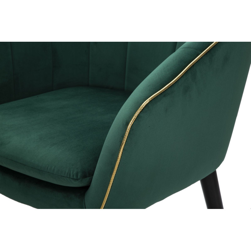Fauteuil de table moderne en Velours Vert Métal Doré Noir Paris Mauro Ferretti - 7