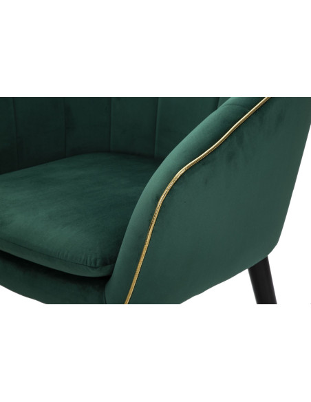 Fauteuil de table moderne en Velours Vert Métal Doré Noir Paris Mauro Ferretti - 7