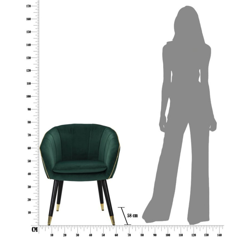 Fauteuil de table moderne en Velours Vert Métal Doré Noir Paris Mauro Ferretti - 9