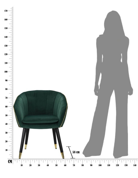 Fauteuil de table moderne en Velours Vert Métal Doré Noir Paris Mauro Ferretti - 9