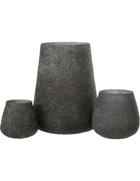 Photophore haut en verre teinté mauve avec paillettes H23 cm - 5