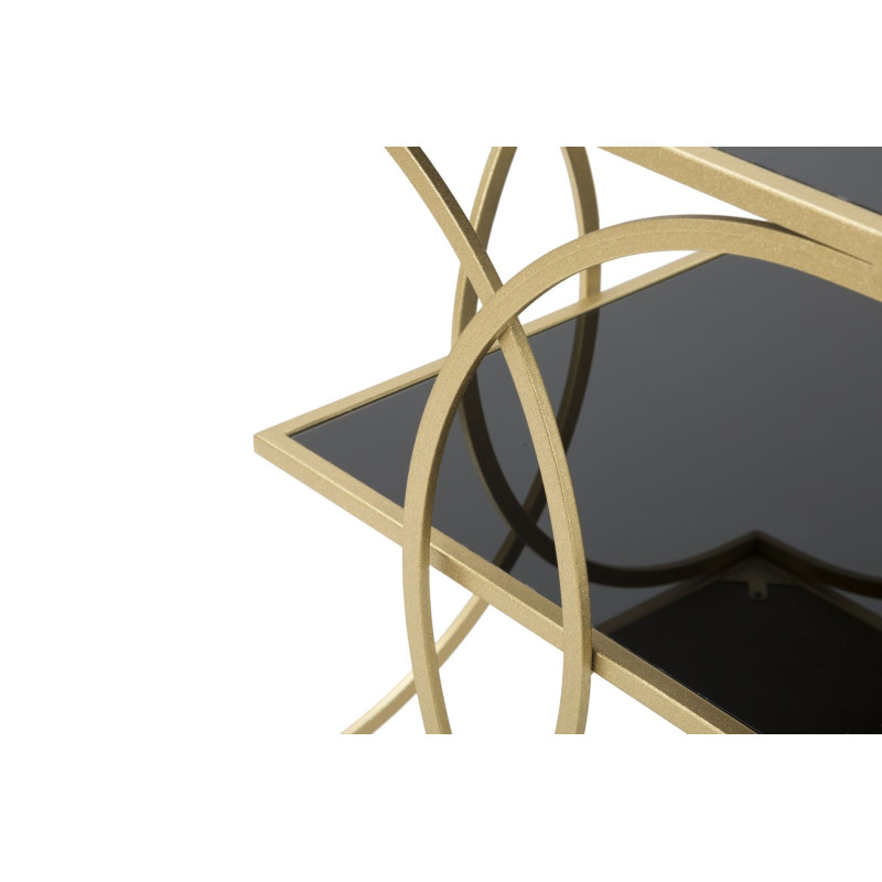 Table d'appoint moderne Carrée 1 étagère en Métal Doré Miroir Double 