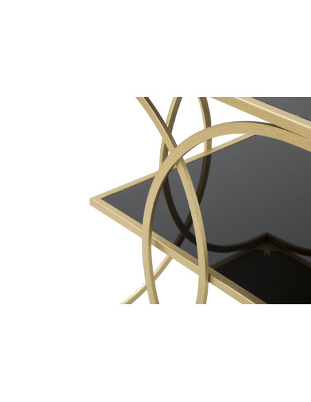 Table d'appoint moderne Carrée 1 étagère en Métal Doré Miroir Double 