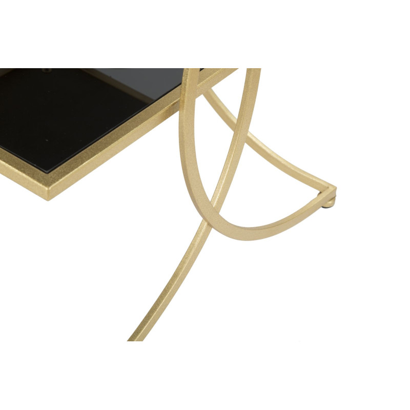 Table d'appoint moderne Carrée 1 étagère en Métal Doré Miroir Double 