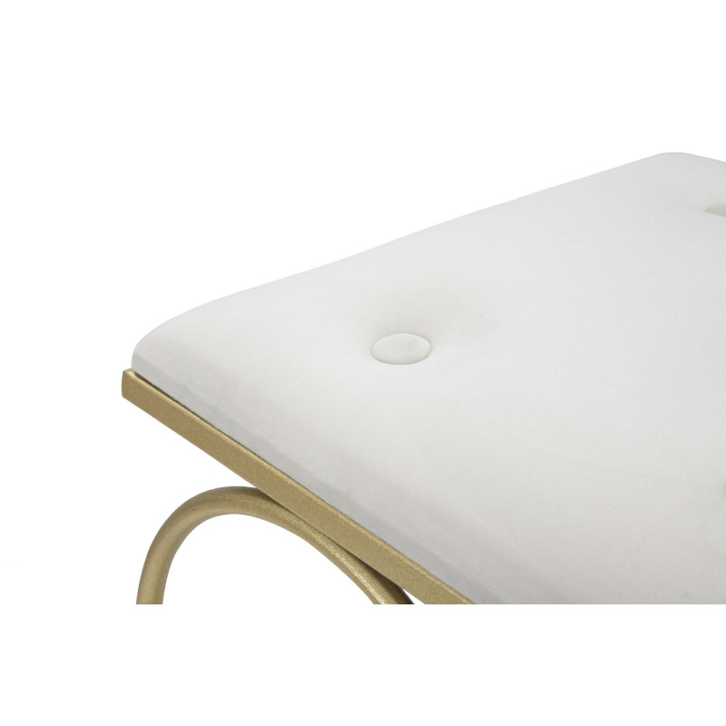 Tabouret original Coeur en Velours Blanc crème Capitonné Métal Doré Heart 