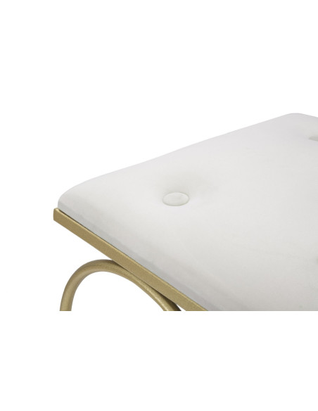Tabouret original Coeur en Velours Blanc crème Capitonné Métal Doré Heart 