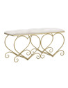 Banquette originale Coeurs 2 places en Velours Blanc crème Capitonné Métal Doré Heart 