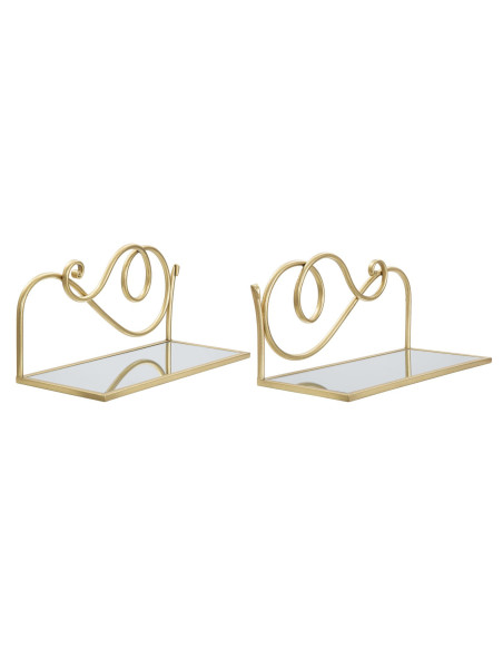 Étagère murale originale Volutes en Métal Doré Miroir Velti (Lot de 2) 