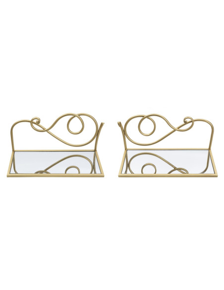 Étagère murale originale Volutes en Métal Doré Miroir Velti (Lot de 2) 
