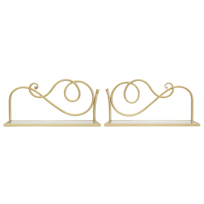 Étagère murale originale Volutes en Métal Doré Miroir Velti (Lot de 2) 