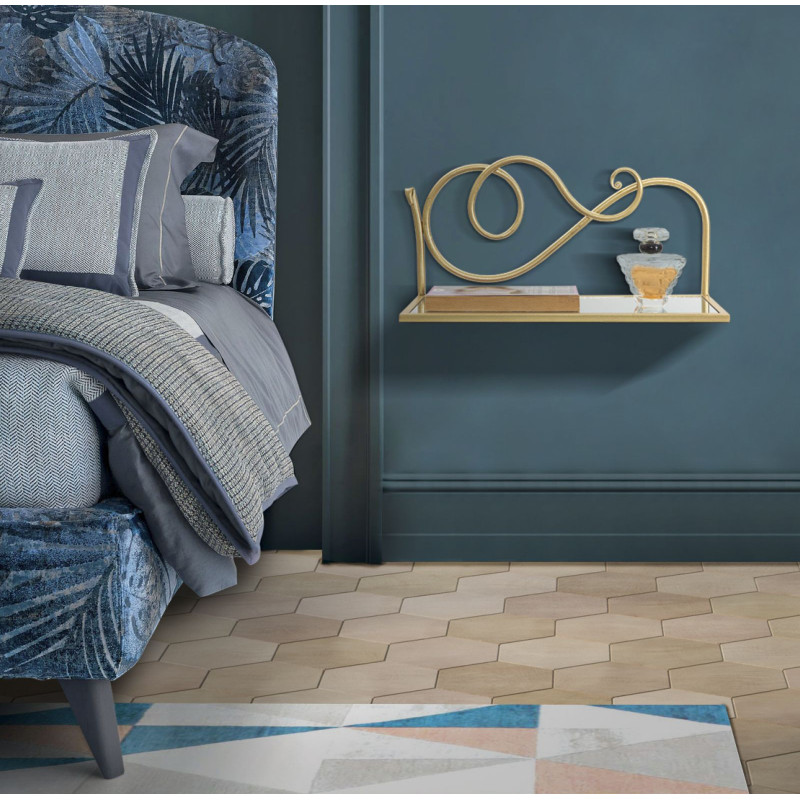 Étagère murale originale Volutes en Métal Doré Miroir Velti (Lot de 2) 