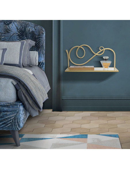 Étagère murale originale Volutes en Métal Doré Miroir Velti (Lot de 2) 