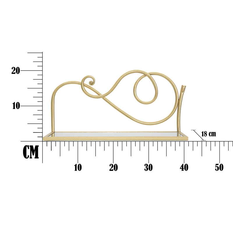 Étagère murale originale Volutes en Métal Doré Miroir Velti (Lot de 2) 