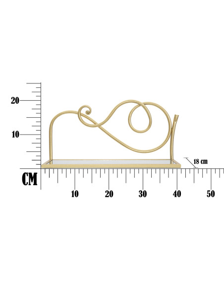 Étagère murale originale Volutes en Métal Doré Miroir Velti (Lot de 2) 