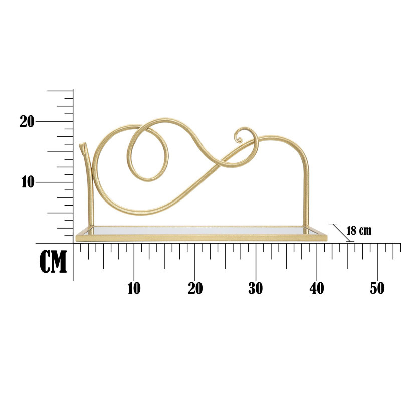 Étagère murale originale Volutes en Métal Doré Miroir Velti (Lot de 2) 