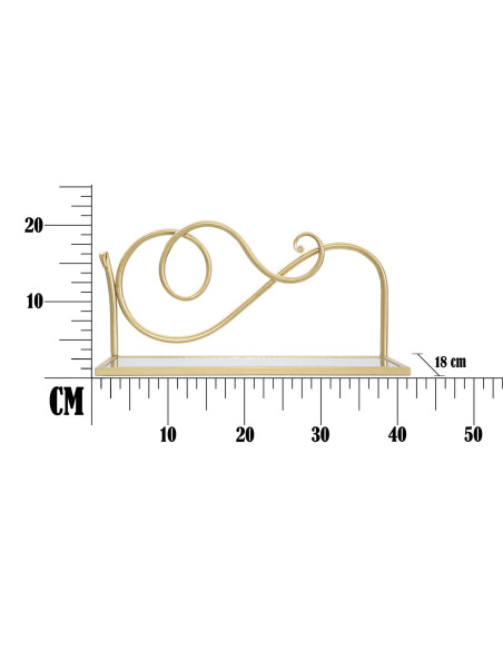 Étagère murale originale Volutes en Métal Doré Miroir Velti (Lot de 2) 