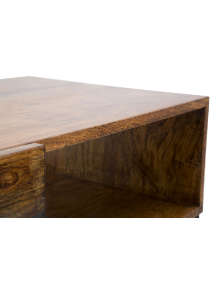 Console moderne 1 tiroir 2 niches en Bois d'acacia Marron Métal Noir Mustang 