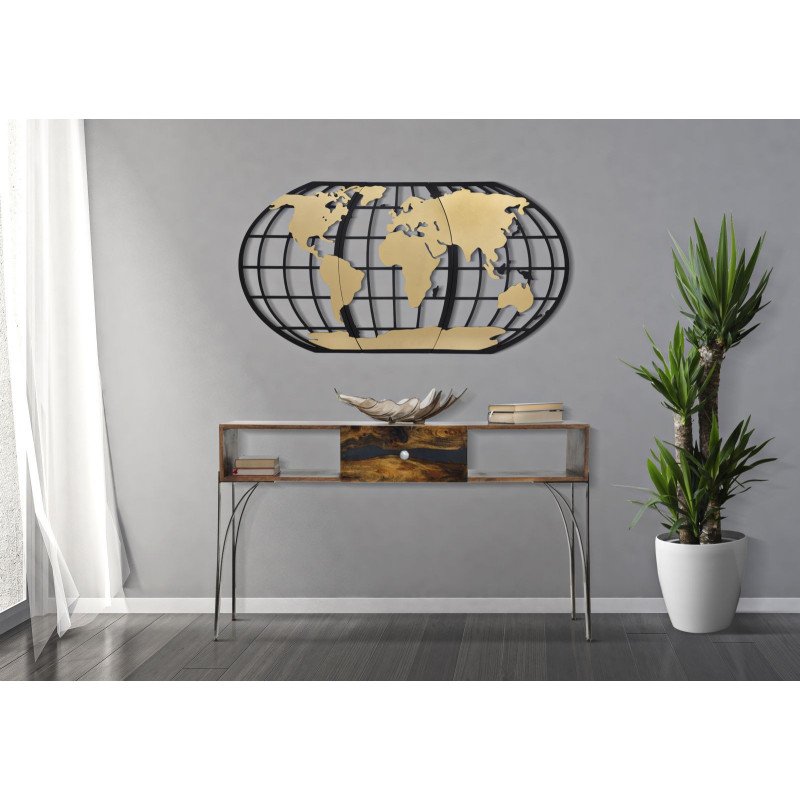 Console moderne 1 tiroir 2 niches en Bois d'acacia Marron Métal Noir Mustang 