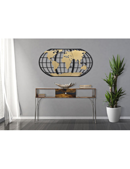 Console moderne 1 tiroir 2 niches en Bois d'acacia Marron Métal Noir Mustang 