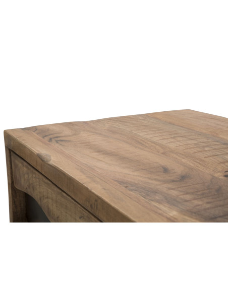 Console moderne Rectangulaire 2 tiroirs 1 étagère en Bois d'acacia Marron Métal Noir Yellowstone 