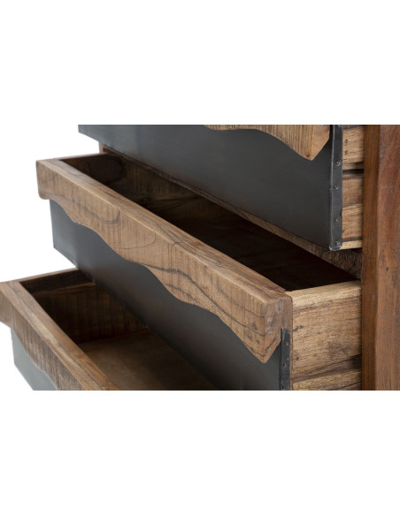 Commode moderne 3 tiroirs en Bois d'acacia Marron Métal Noir Yellowstone 