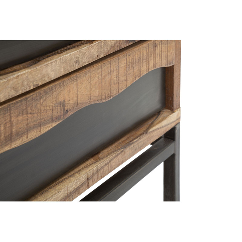 Commode moderne 3 tiroirs en Bois d'acacia Marron Métal Noir Yellowstone 
