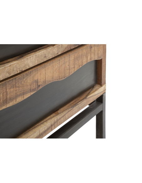 Commode moderne 3 tiroirs en Bois d'acacia Marron Métal Noir Yellowstone 