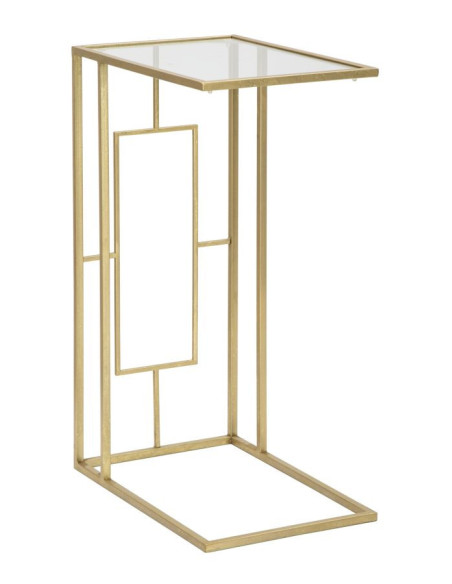 Bout de canapé moderne Rectangulaire en Métal Doré Verre C 