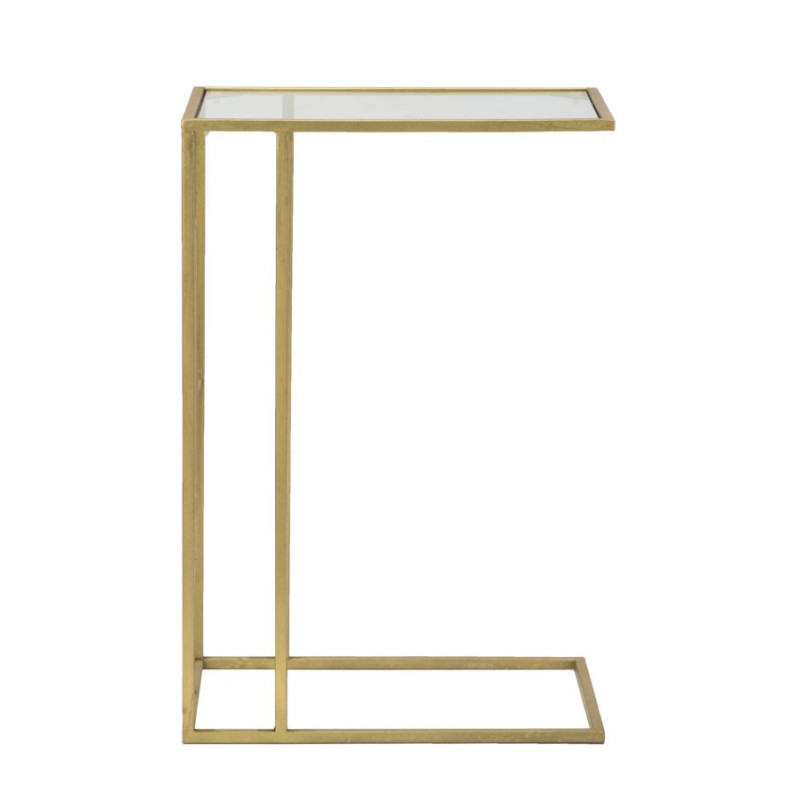 Bout de canapé moderne Rectangulaire en Métal Doré Verre C 