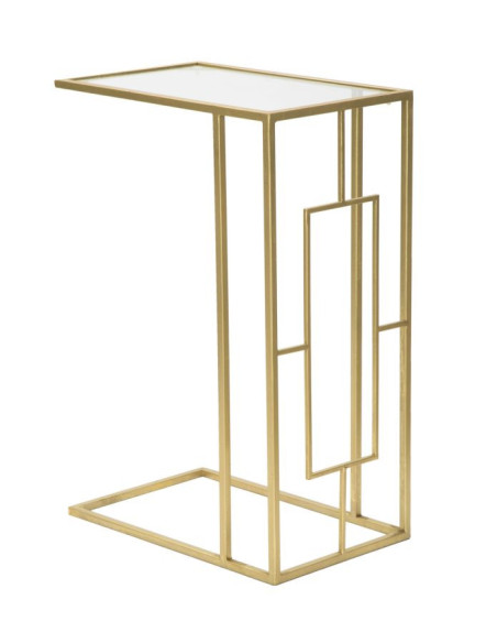 Bout de canapé moderne Rectangulaire en Métal Doré Verre C 