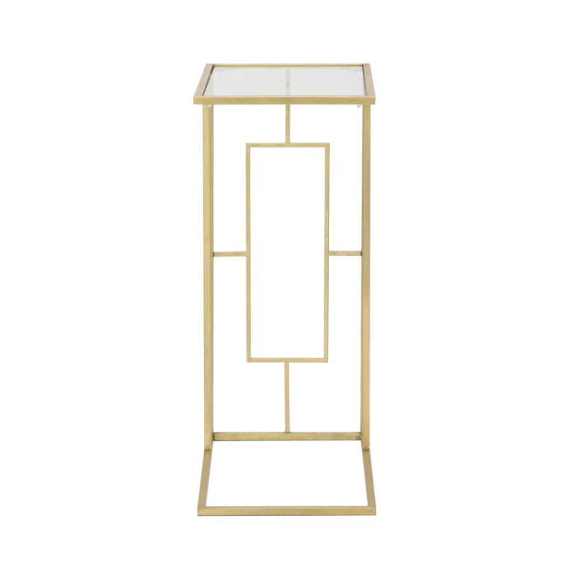 Bout de canapé moderne Rectangulaire en Métal Doré Verre C 