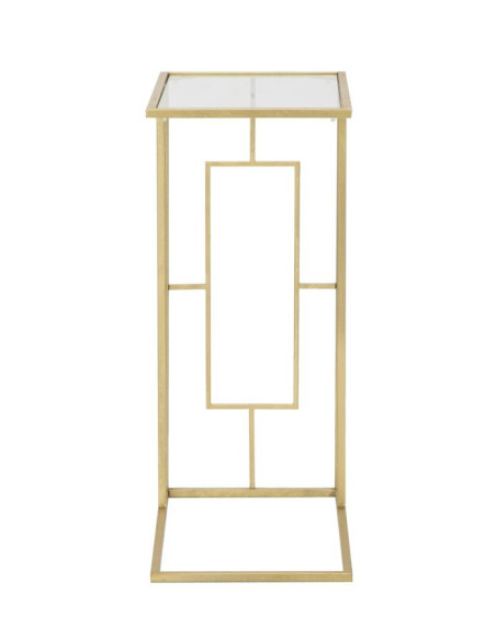 Bout de canapé moderne Rectangulaire en Métal Doré Verre C 